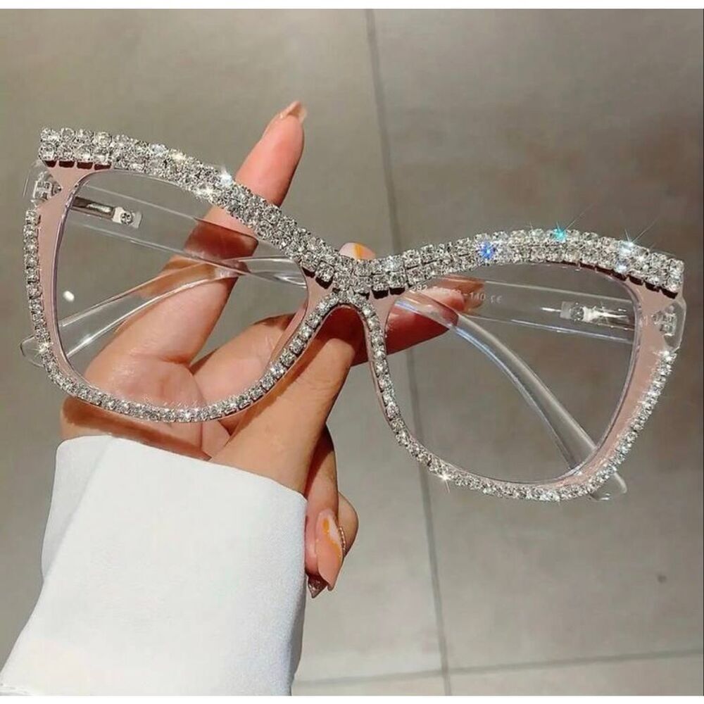 Red Rhinestone Studded Statement Glasses